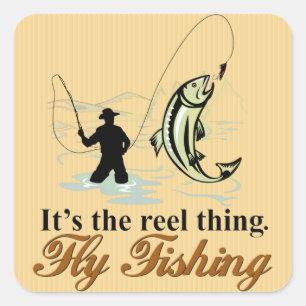 Fly Fishing Reel Thing Vierkante Sticker