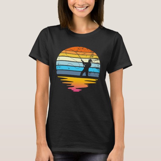 Fly Fishing Retro Sunset  Angler Fisherman Fly Fis T-shirt (Voorkant)