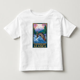 Fly Fishing Scene - Anchorage, Alaska Kinder Shirts