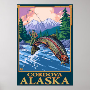 Fly Fishing Scene - Cordova, Alaska Poster