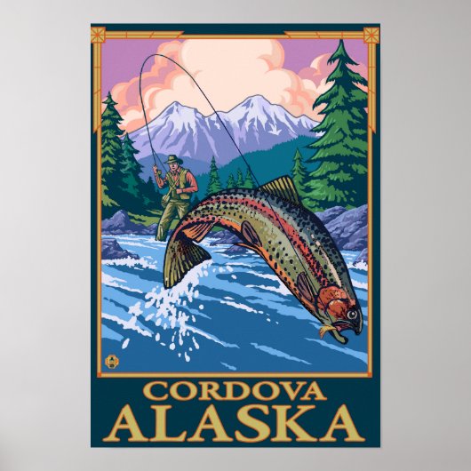 Fly Fishing Scene - Cordova, Alaska Poster (Voorkant)