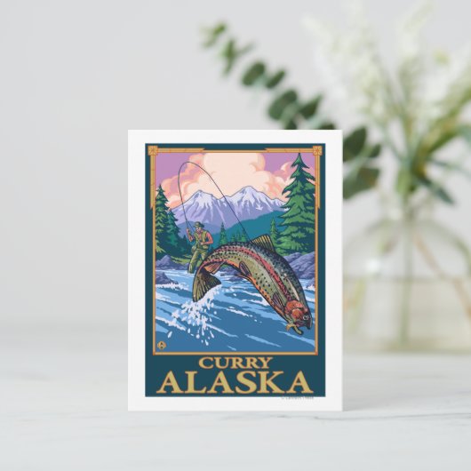 Fly Fishing Scene - Curry, Alaska Briefkaart (Staand voorkant)