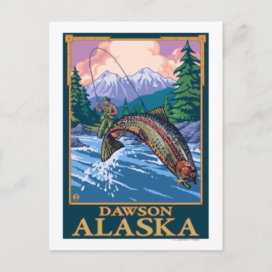 Fly Fishing Scene - Dawson, Alaska Briefkaart (Voorkant)