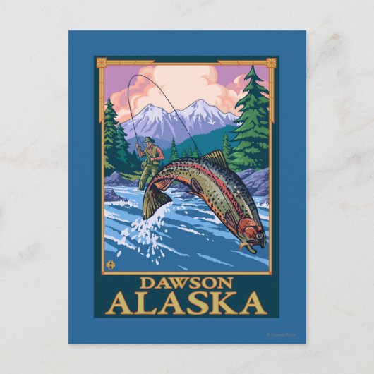 Fly Fishing Scene - Dawson, Alaska Briefkaart (Voorkant)
