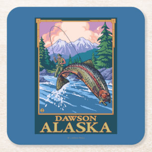 Fly Fishing Scene - Dawson, Alaska Kartonnen Onderzetters