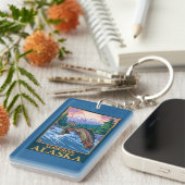 Fly Fishing Scene - Dawson, Alaska Sleutelhanger (Voorkant Rechts)