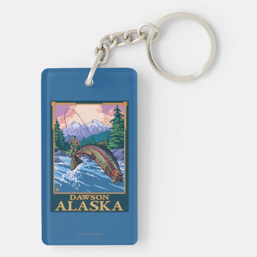 Fly Fishing Scene - Dawson, Alaska Sleutelhanger (achterkant)
