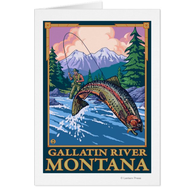 Fly Fishing Scene - Gallatin River, Montana (Voorkant)