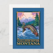 Fly Fishing Scene - Gallatin River, Montana Briefkaart (Voorkant / Achterkant)