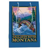 Fly Fishing Scene - Gallatin River, Montana Medium Cadeauzakje (Voorkant)