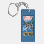 Fly Fishing Scene - Gallatin River, Montana Sleutelhanger (Voorkant Links)