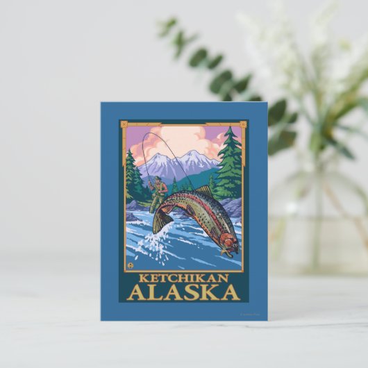 Fly Fishing Scene - Ketchikan, Alaska Briefkaart (Staand voorkant)