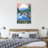 Fly Fishing Scene - Ketchikan, Alaska Canvas Afdruk (Insitu (Slaapkamer))