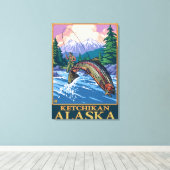Fly Fishing Scene - Ketchikan, Alaska Canvas Afdruk (Insitu (Houten vloer))