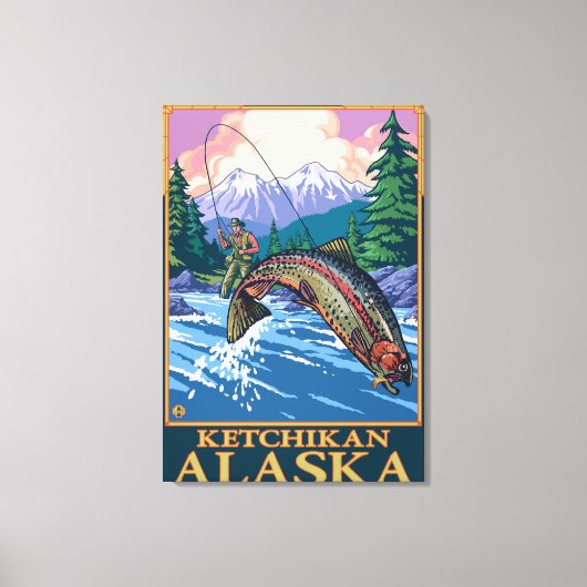 Fly Fishing Scene - Ketchikan, Alaska Canvas Afdruk (Voorkant)