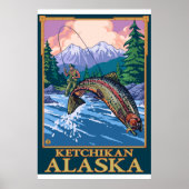 Fly Fishing Scene - Ketchikan, Alaska Poster (Voorkant)