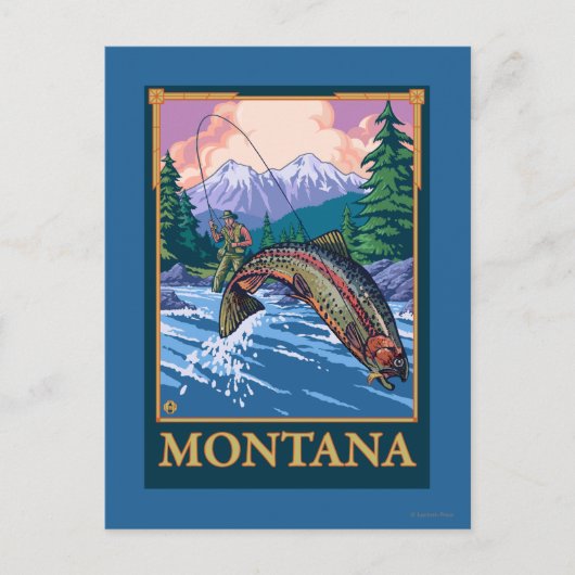 Fly Fishing Scene - Montana Briefkaart (Voorkant)