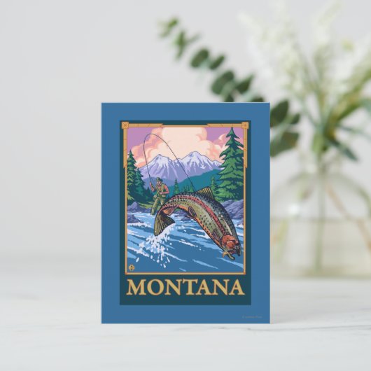 Fly Fishing Scene - Montana Briefkaart (Staand voorkant)