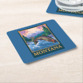 Fly Fishing Scene - Montana Kartonnen Onderzetters (Schuin)
