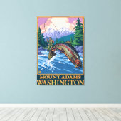Fly Fishing Scene - Mount Adams, Washington Canvas Afdruk (Insitu (Houten vloer))