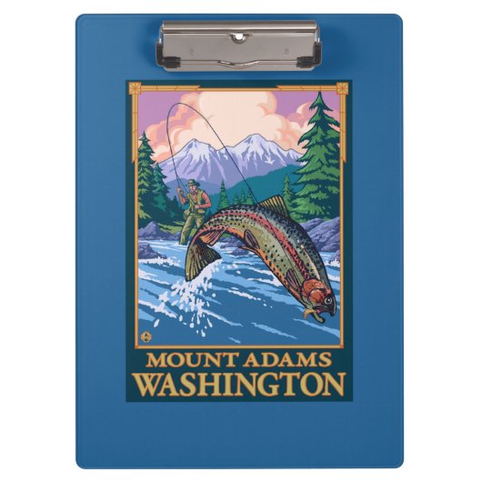 Fly Fishing Scene - Mount Adams, Washington Klembord (Voorkant)