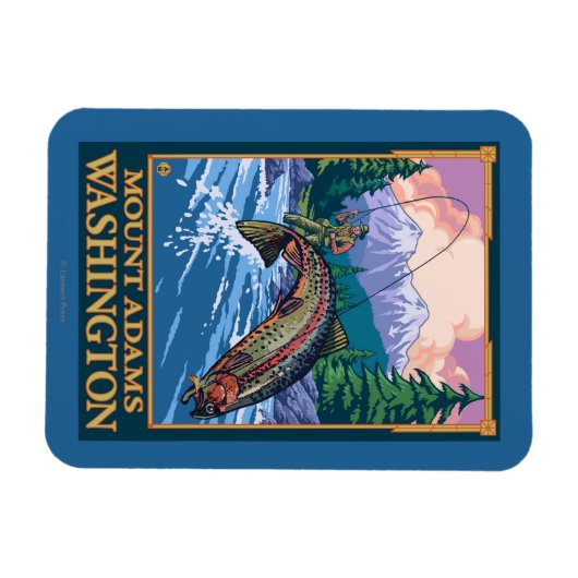 Fly Fishing Scene - Mount Adams, Washington Magneet (Horizontaal)