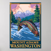 Fly Fishing Scene - Mount Adams, Washington Poster (Voorkant)