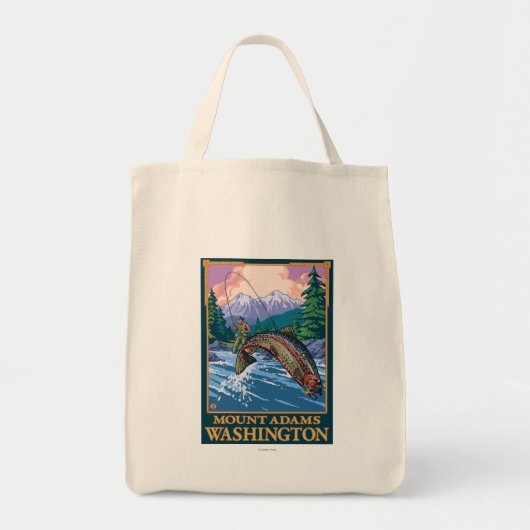 Fly Fishing Scene - Mount Adams, Washington Tote Bag (Voorkant)