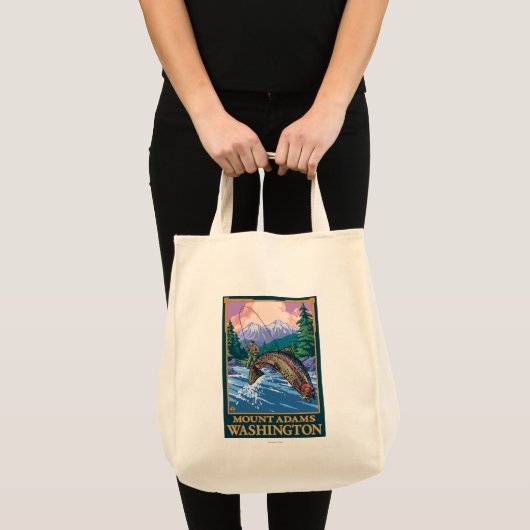 Fly Fishing Scene - Mount Adams, Washington Tote Bag (Voorkant (product))