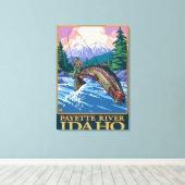 Fly Fishing Scene - Payette River, Idaho Canvas Afdruk (Insitu (Houten vloer))