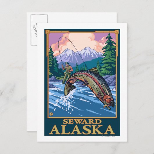 Fly Fishing Scene - Seward, Alaska Briefkaart (Voorkant / Achterkant)