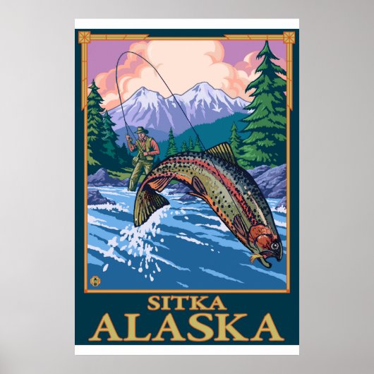 Fly Fishing Scene - Sitka, Alaska Poster (Voorkant)