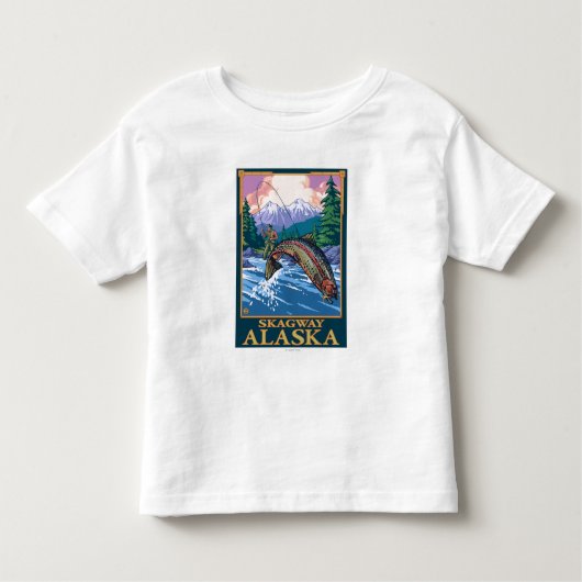 Fly Fishing Scene - Skagway, Alaska Kinder Shirts (Voorkant)