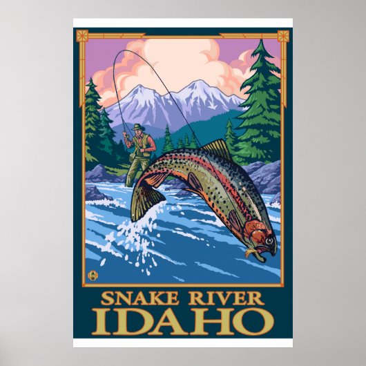 Fly Fishing Scene - Snake River, Idaho Poster (Voorkant)
