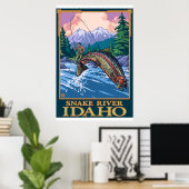Fly Fishing Scene - Snake River, Idaho Poster (Thuiskantoor)