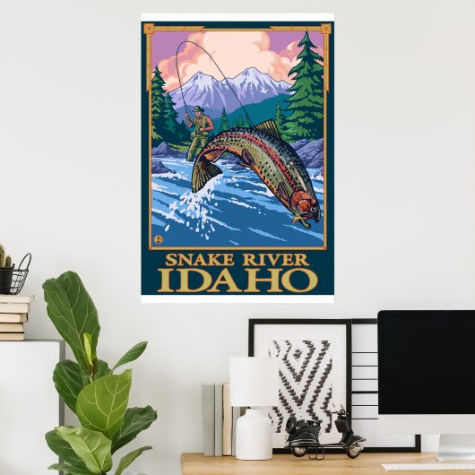 Fly Fishing Scene - Snake River, Idaho Poster (Thuiskantoor)