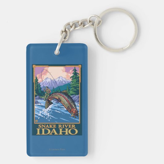 Fly Fishing Scene - Snake River, Idaho Sleutelhanger (achterkant)