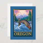 Fly Fishing Scene- Vintage Travel Poster Briefkaart (Voorkant / Achterkant)