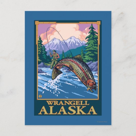 Fly Fishing Scene - Wrangell, Alaska Briefkaart (Voorkant)