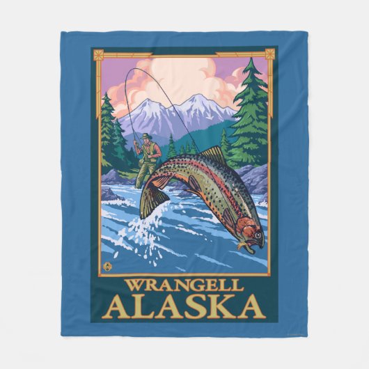 Fly Fishing Scene - Wrangell, Alaska Fleece Deken (Voorkant)