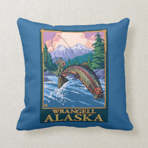 Fly Fishing Scene - Wrangell, Alaska Kussen