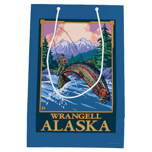Fly Fishing Scene - Wrangell, Alaska Medium Cadeauzakje (Achterkant)
