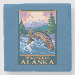 Fly Fishing Scene - Wrangell, Alaska Stenen Onderzetter