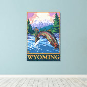 Fly Fishing Scene - Wyoming Canvas Afdruk (Insitu (Houten vloer))