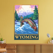 Fly Fishing Scene - Wyoming Canvas Afdruk (Insitu (Woonkamer))