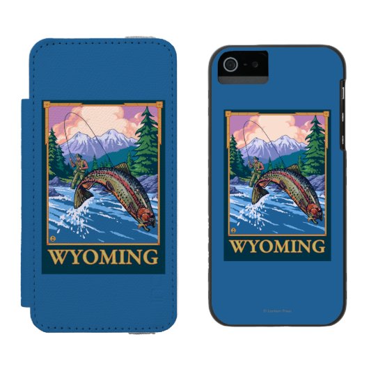 Fly Fishing Scene - Wyoming Incipio iPhone Portemonnee Hoesje (Naast elkaar)