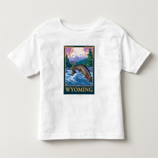 Fly Fishing Scene - Wyoming Kinder Shirts (Voorkant)