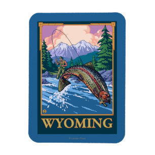Fly Fishing Scene - Wyoming Magneet