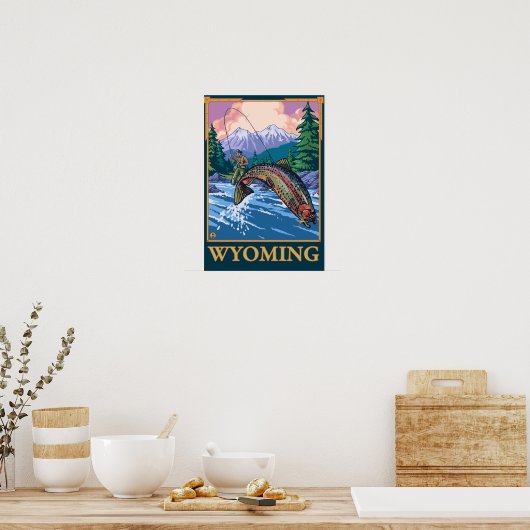 Fly Fishing Scene - Wyoming Poster (Keuken)