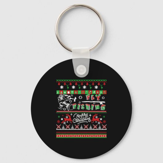 Fly Fishing Shirt - Fly Fishing Christmas Shirt Sleutelhanger (Voorkant)
